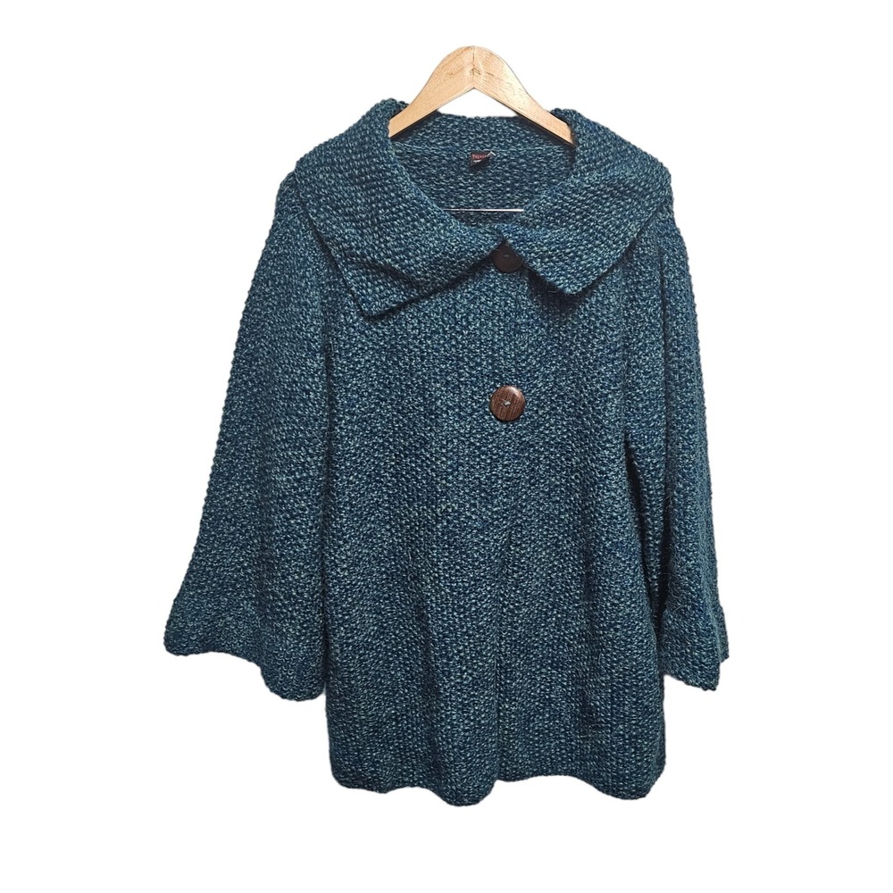 TABASK Cardigan Handmade Peruvian Alpaca TURQUOISE Cardigan Sweater‎